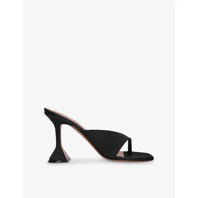 Amina Muaddi Womens Black Shiona 95 Leather Heeled Mules Eur 38/5 Uk In Multi