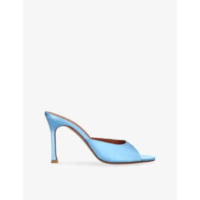 Amina Muaddi Womens  Alexa 95 Satin Heeled Mules In Blue