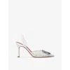 Amina Muaddi 90mm Camelia Slingback Pumps In White