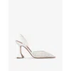 Amina Muaddi Holli Lace And Leather Slingback Pumps In White