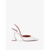Amina Muaddi Holli 95 Leather Slingback Pumps In White