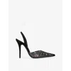 Amina Muaddi Womens Black/comb Lori Crystal-embellished Suede Courts Eur 39 / 6 Uk In Black