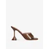 Amina Muaddi 95mm Lupita Glass Mules In Dark Brown