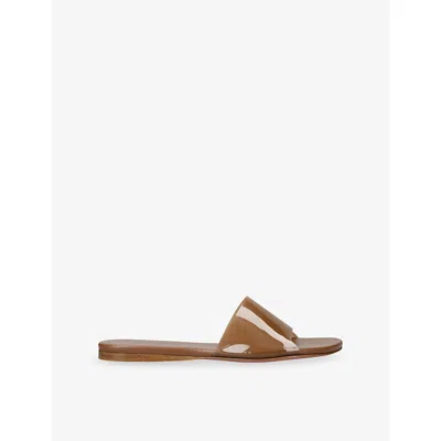 Amina Muaddi Womens Mid Brown Bianca Glass Flat Pvc Sandals Eur 39 / 6 Uk