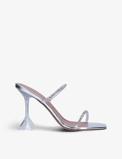 Amina Muaddi Womens Gilda Crystal-embellished Leather Heeled Mules Other Eur 36 / 3 Uk In Multi-coloured