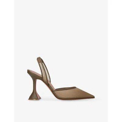 Amina Muaddi Womens  Holli Slingback 95 Mesh Courts In Blue