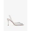 Amina Muaddi Womens White Camelia 90 Mesh Courts Eur 38/5 Uk In White