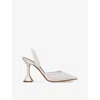 Amina Muaddi Womens  Holli 95 Sling-back Heeled Mesh Courts In White