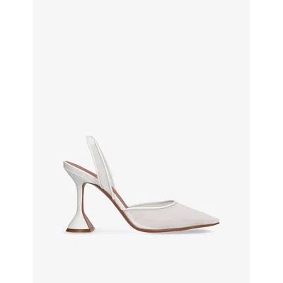 Amina Muaddi Womens  Holli 95 Sling-back Heeled Mesh Courts In White