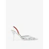 Amina Muaddi 90mm Lori Strappy Pointed-toe Slingback Pumps In White