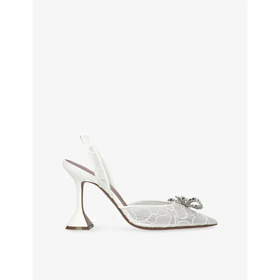 Amina Muaddi Womens White Rose 95 Lace Slingback Heels Eur 40 / 7 Uk