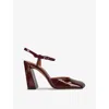Amina Muaddi Womens Wine Charlotte Square-toe Patent-leather Heeled Pumps Eur 36 / 3 Uk In Wine