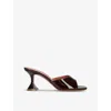 Amina Muaddi Womens Wine Lupita 70 Flared-heel Patent-leather Heeled Mules In Wine