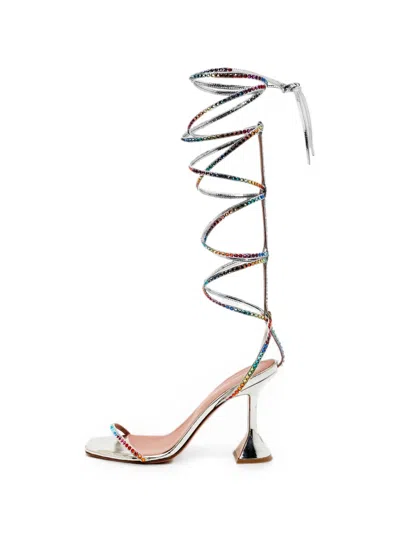 Pre-owned Amina Muaddi X Awge Lsd Gladiator Sandals In Silver