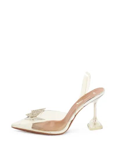 Pre-owned Amina Muaddi X Awge Phoenix Butterfly Slingback Pumps In White