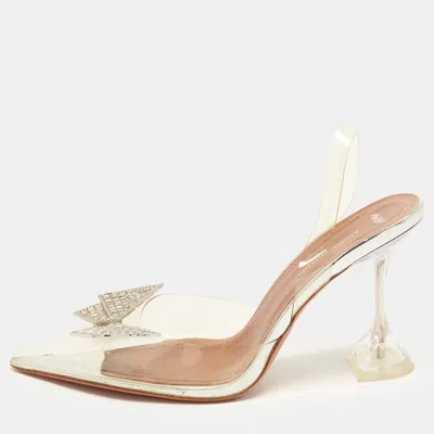 Pre-owned Amina Muaddi X Awge Phoenix Size 41 Transparent Pvc Crystal Butterfly Slingback Pumps