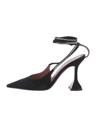 Pre-owned Amina Muaddi X Awge Suede Slingback Pumps In Black