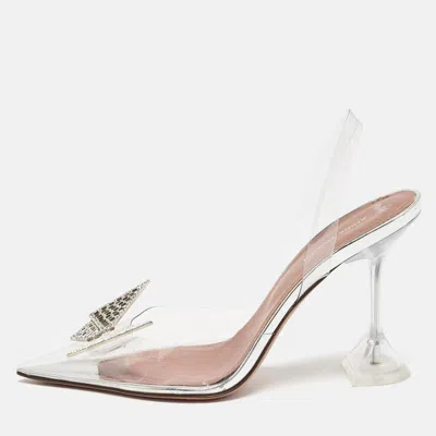 Pre-owned Amina Muaddi X Awge Transparent Pvc Phoenix Slingback Pumps Size 40