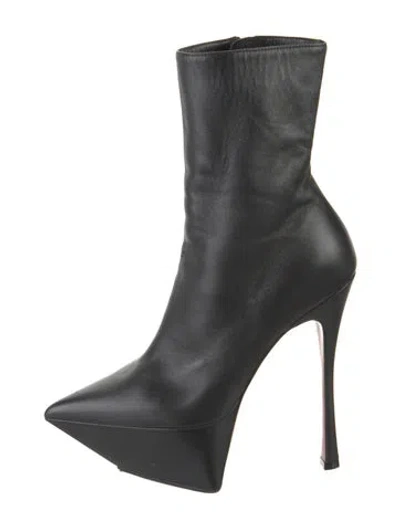 Pre-owned Amina Muaddi Yigit Leather Boots In Black