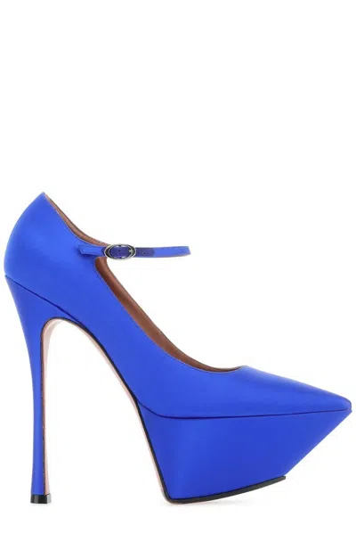 Amina Muaddi Yigit Pointed Toe Platform Pumps In Blue