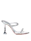 Amina Muaddi Metallic Leather Slippers With Crystal Embellishments