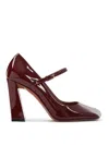 Amina Muaddi Charlotte Mary Jane 45 Pumps In Burgundy