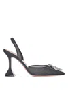 Amina Muaddi Black Mesh Pumps With Starburst Brooch