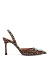 Amina Muaddi Pointed-toe Slingback Heels With Crystal Embellishment In Multi