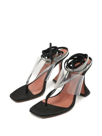 Pre-owned Amina Muaddi Zula Crystal-embellished Sandal In Black