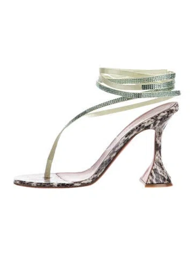 Pre-owned Amina Muaddi Zula Pvc T-strap Sandals In Green