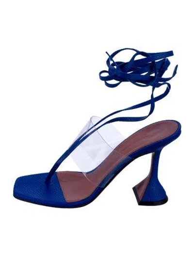 Pre-owned Amina Muaddi Zula Satin Sandals In Blue