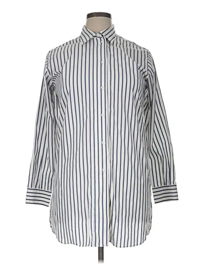 Pre-owned Amina Rubinacci 3/4 Sleeve Button Down Shirt In Blue