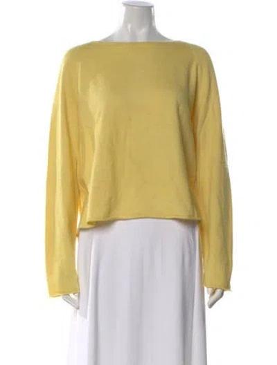 Pre-owned Amina Rubinacci Cashmere Bateau Neckline Sweater In Yellow