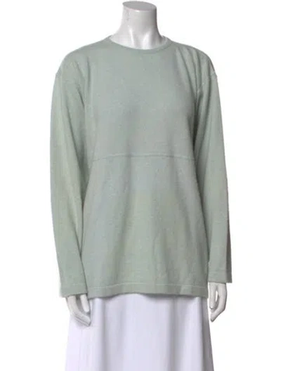 Pre-owned Amina Rubinacci Cashmere Crew Neck Sweater In Blue