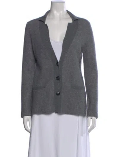 Pre-owned Amina Rubinacci Cashmere Open Front Sweater In Gray