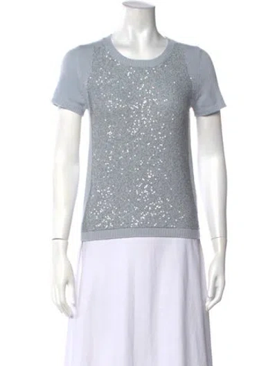 Pre-owned Amina Rubinacci Cashmere Patterned Sweater In Silver