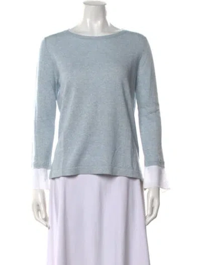 Pre-owned Amina Rubinacci Cashmere Scoop Neck Sweater In Blue
