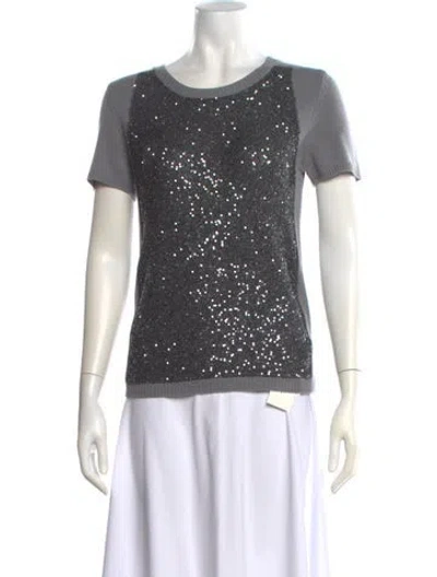 Pre-owned Amina Rubinacci Cashmere Scoop Neck Sweater In Gray