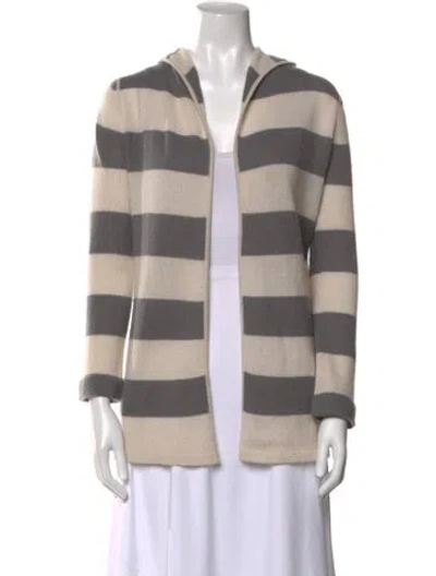 Pre-owned Amina Rubinacci Cashmere Striped Sweater In Gray