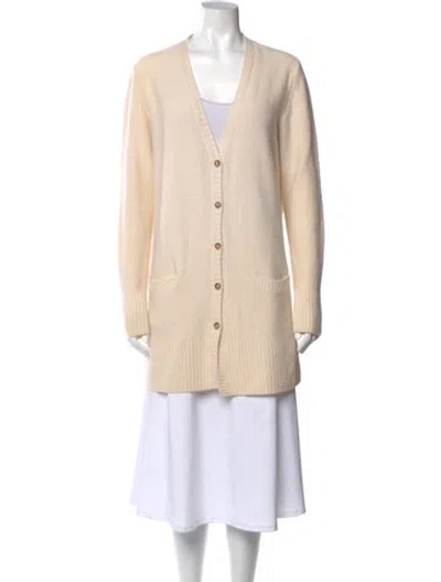 Pre-owned Amina Rubinacci Cashmere V-neck Sweater In Neutral