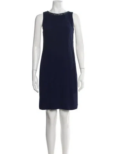 Pre-owned Amina Rubinacci Crew Neck Knee-length Dress In Blue