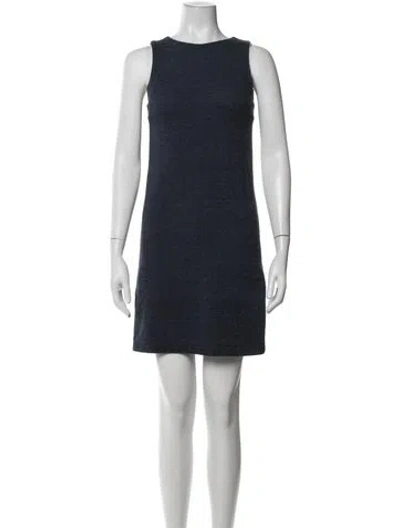 Pre-owned Amina Rubinacci Crew Neck Mini Dress In Blue