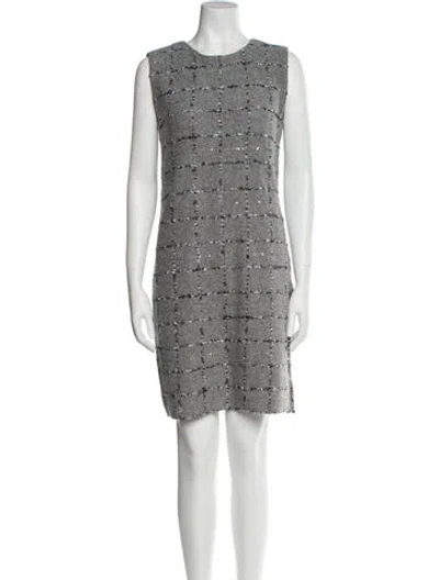 Pre-owned Amina Rubinacci Crew Neck Mini Dress In Gray