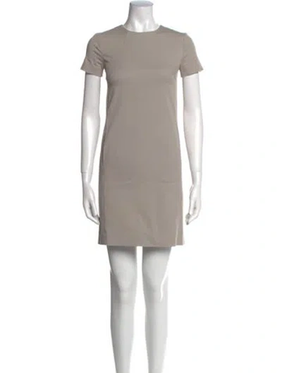 Pre-owned Amina Rubinacci Crew Neck Mini Dress In Gray