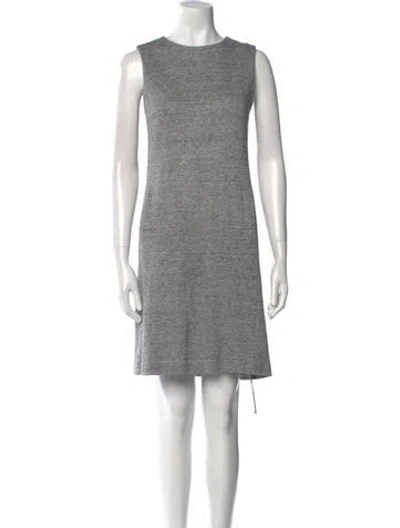 Pre-owned Amina Rubinacci Crew Neck Mini Dress In Gray