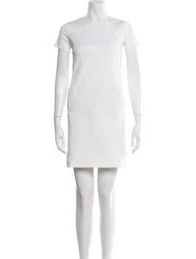 Pre-owned Amina Rubinacci Crew Neck Mini Dress In White