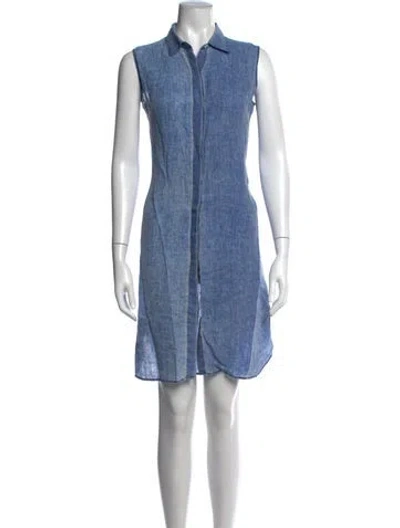 Pre-owned Amina Rubinacci Linen Knee-length Dress In Blue