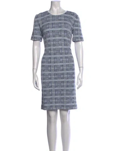 Pre-owned Amina Rubinacci Linen Knee-length Dress W/ Tags In Blue