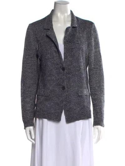 Pre-owned Amina Rubinacci Linen Open Front Sweater In Blue