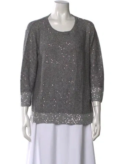 Pre-owned Amina Rubinacci Linen Patterned Sweater In Gray